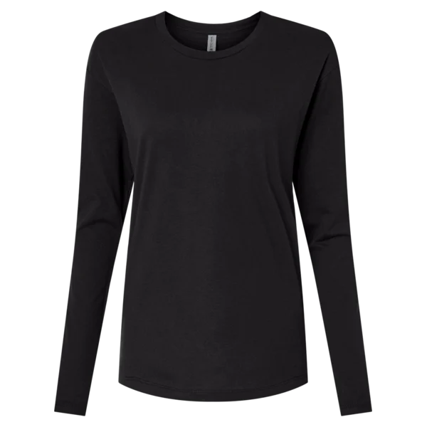 Next Level Apparel Women's Cotton Relaxed Long Sleeve T-Shirt in Black — front view