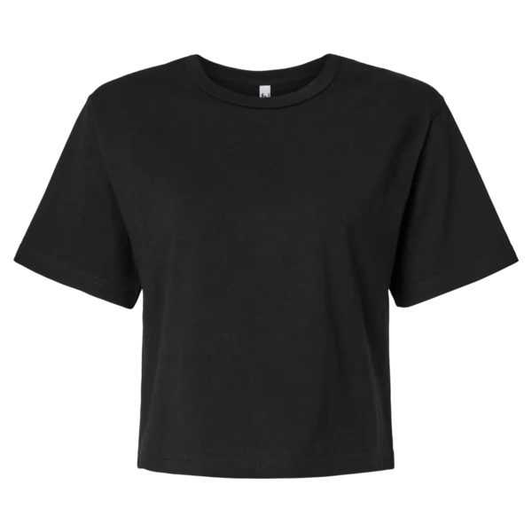 American Apparel Women's Fine Jersey Boxy Tee in Black — front view