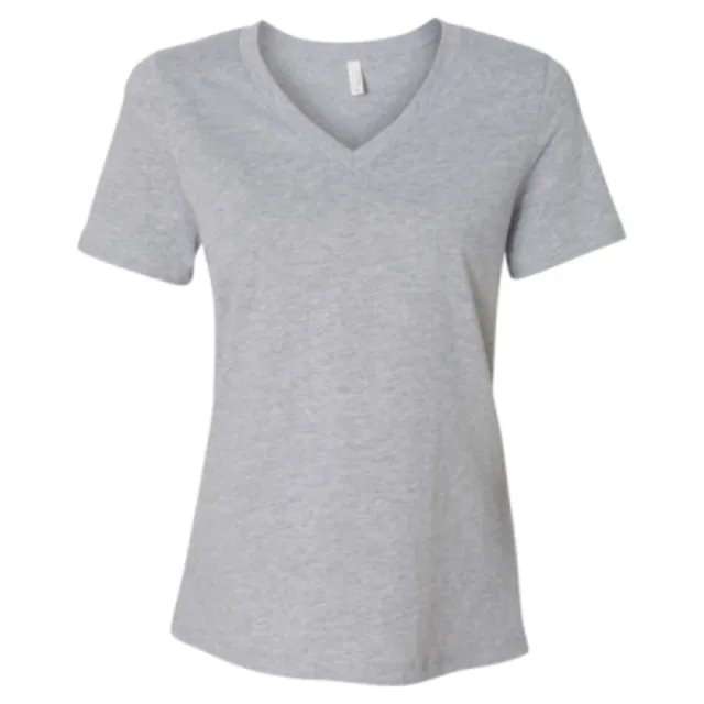 Bella + Canvas Women's Relaxed Heather CVC V-Neck Tee (6405CVC) — custom decorated by Black Sheep Designs